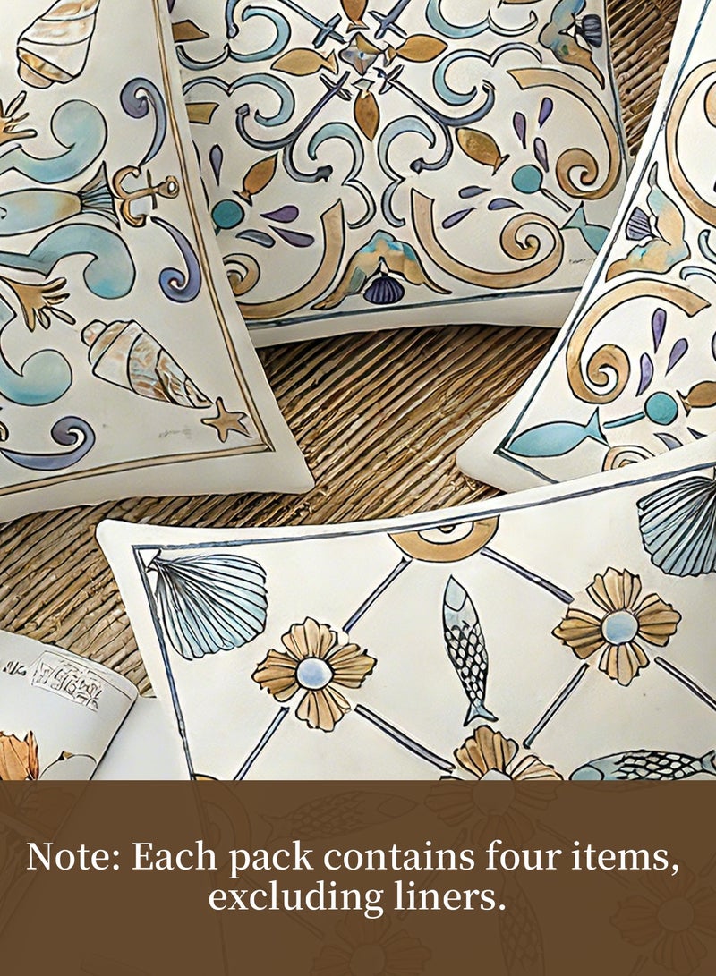 INFOSUN Set of four cushion covers, sofa cushion covers, throw cushion covers, ethnic geometric throw cushion covers, sofa pillow covers  45cm x 45cm, living room sofa bed pillow covers 18x18 inches - Image 4